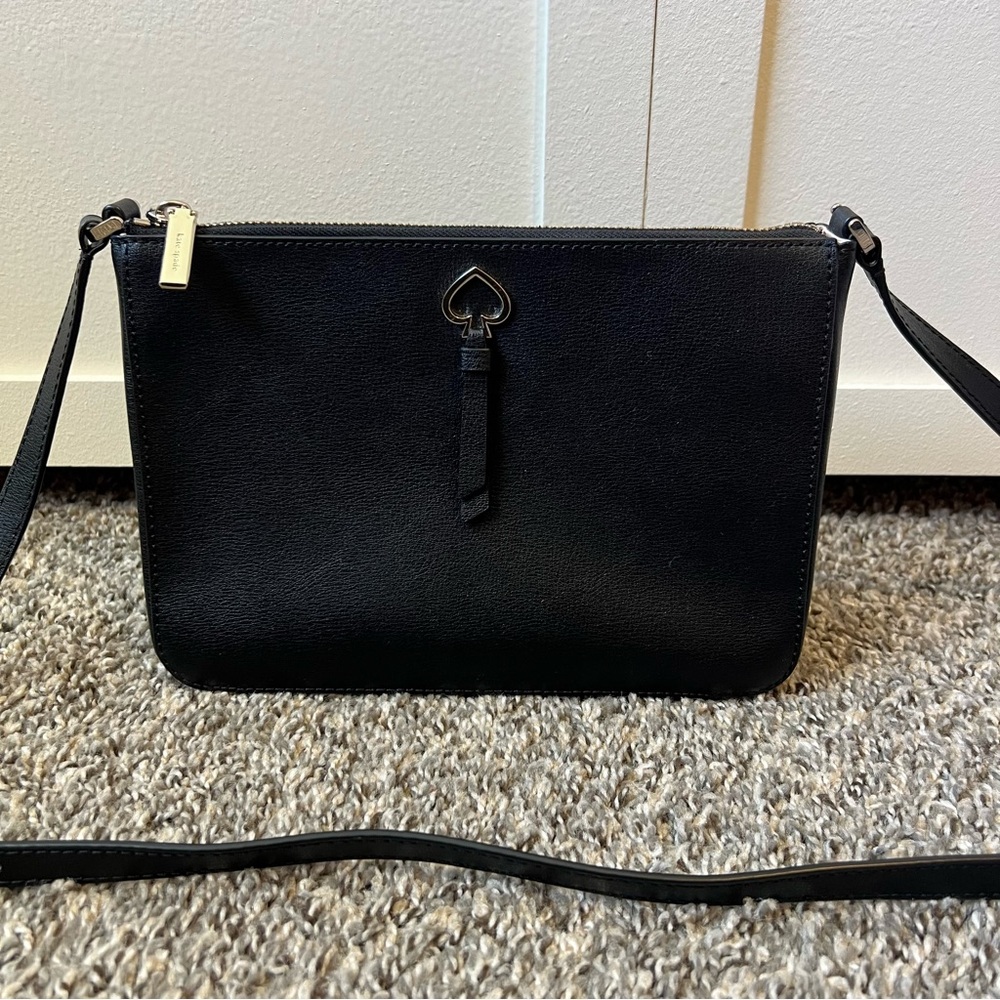 Kate Spade‎ Adel Black Leather Top Zip Crossbody Purse Bag
